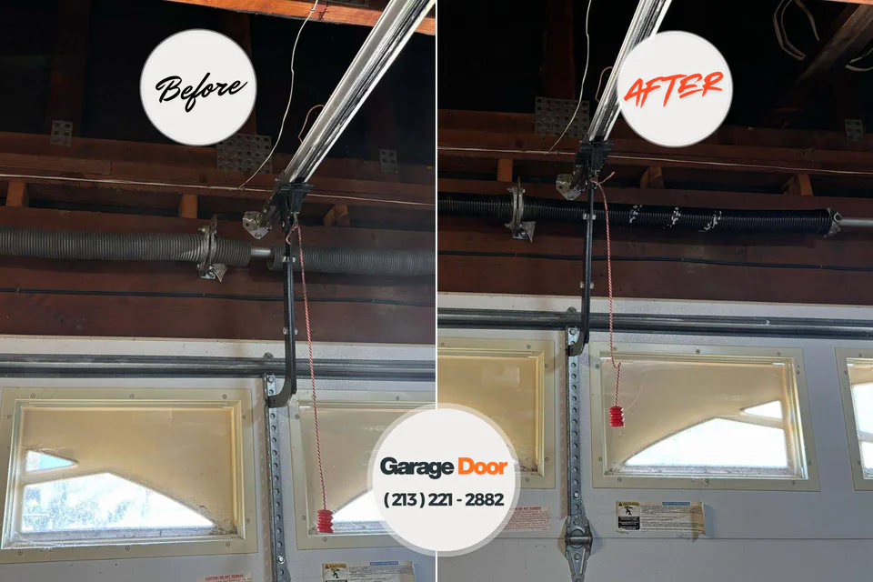 Before and after: garage door repair Cutchogue, NY